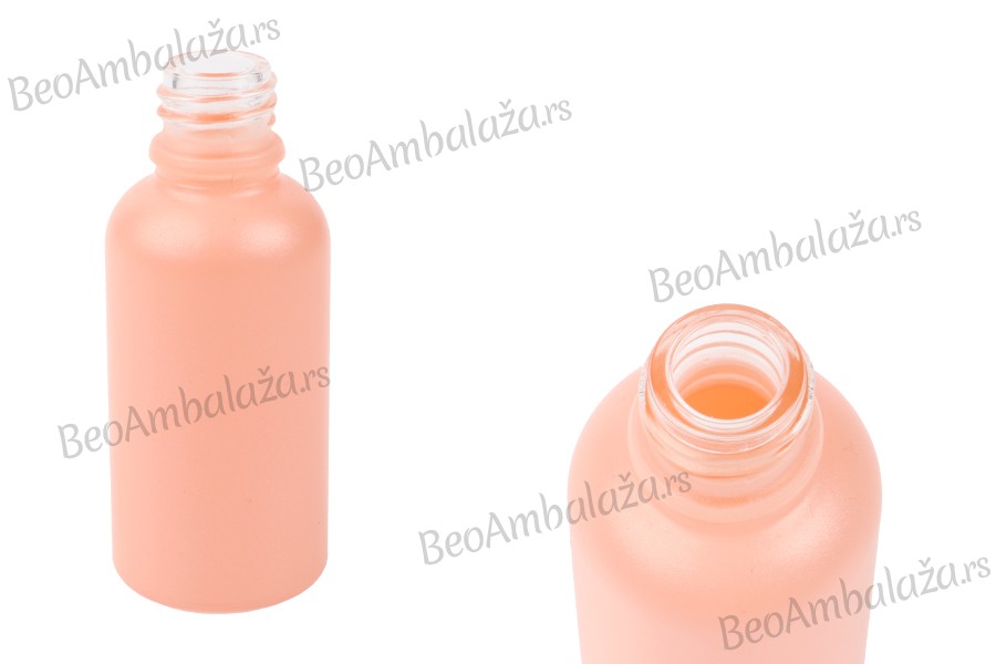 Roze MAT staklena bočica za etarska ulja 30mL, sa grlom PP18 - bez zatvarača