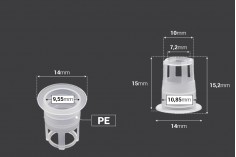 Plastični PE unutrašnji regulator toka prečnika 10,4 mm, za bočice sa grlom PP18 - 50 kom