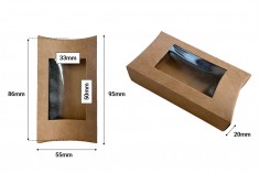 Kartonska kraft kutija 95x55x20mm sa prozorom i zaobljenim stranicama, za sapune - 50 kom