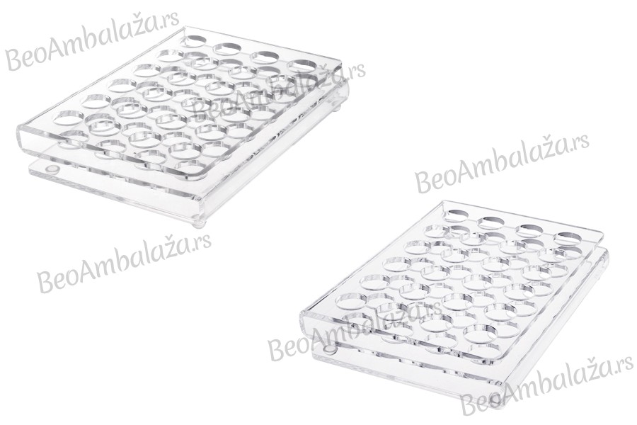 Stalak (postolje) od pleksiglasa 165x120x28mm - 24 otvora prečnika 17mm