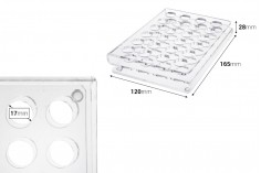 Stalak (postolje) od pleksiglasa 165x120x28mm - 24 otvora prečnika 17mm