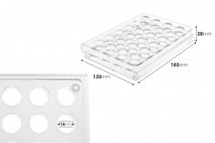 Stalak (postolje) od pleksiglasa 165x120x28mm - 24 otvora prečnika 18mm