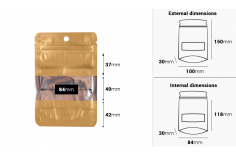 Aluminijumske DoyPack kesice sa zip zatvaranjem, prozorom, ovalnim dnom i sa mogućnošću termo lepljenja 100x30x150mm - 100kom