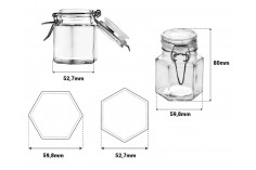 Staklena šestougaona teglica 100mL sa staklenim poklopcem hermetičkim zatvaranjem (žicom i gumicom na poklopcu)