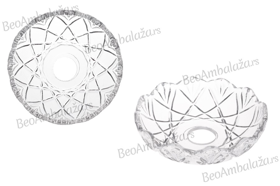 Dekorativna staklena ploča 120x30 mm sa rupom u sredini (26 mm) za sveće i lustere