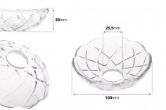 Dekorativna staklena ploča 100x30 mm sa rupom u sredini (26 mm) za sveće i lustere