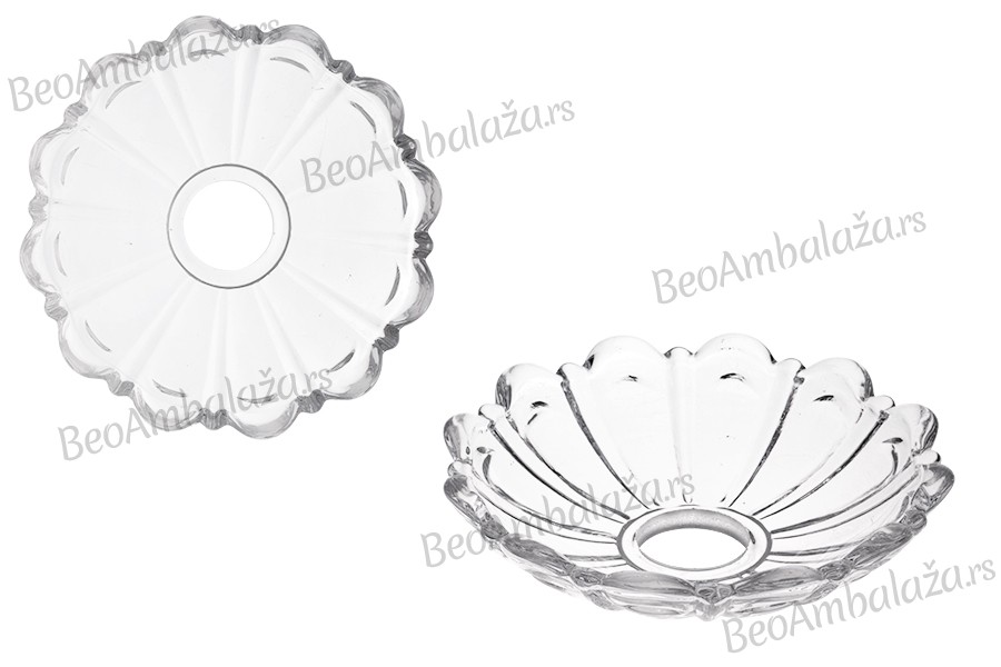 Dekorativna staklena ploča 110x26 mm sa rupom u sredini (26 mm) za sveće i lustere