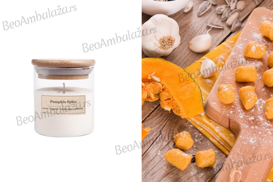 Pumpkin spice - Aromatična sveća od sojinog voska sa drvenim fitiljem (110gr)