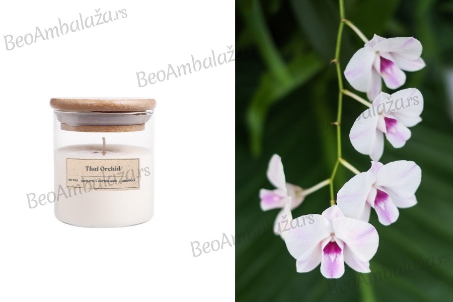 Thai Orchid - Aromatična sveća od sojinog voska sa drvenim fitiljem (110gr)