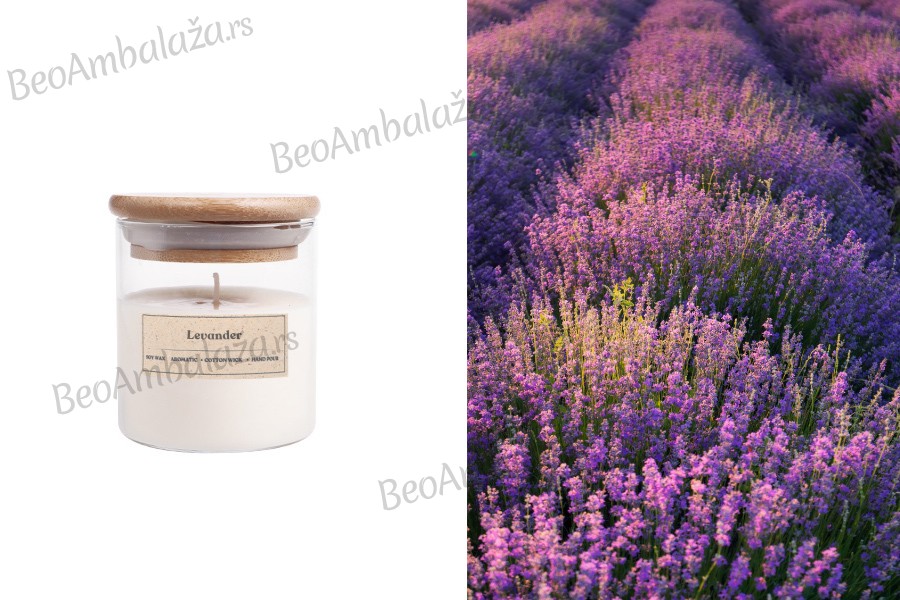 Lavanda - Aromatična sveća od sojinog voska sa drvenim fitiljem (110gr)