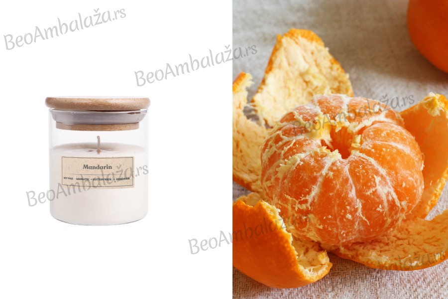 Mandarina - Aromatična sveća od sojinog voska sa drvenim fitiljem (110gr)