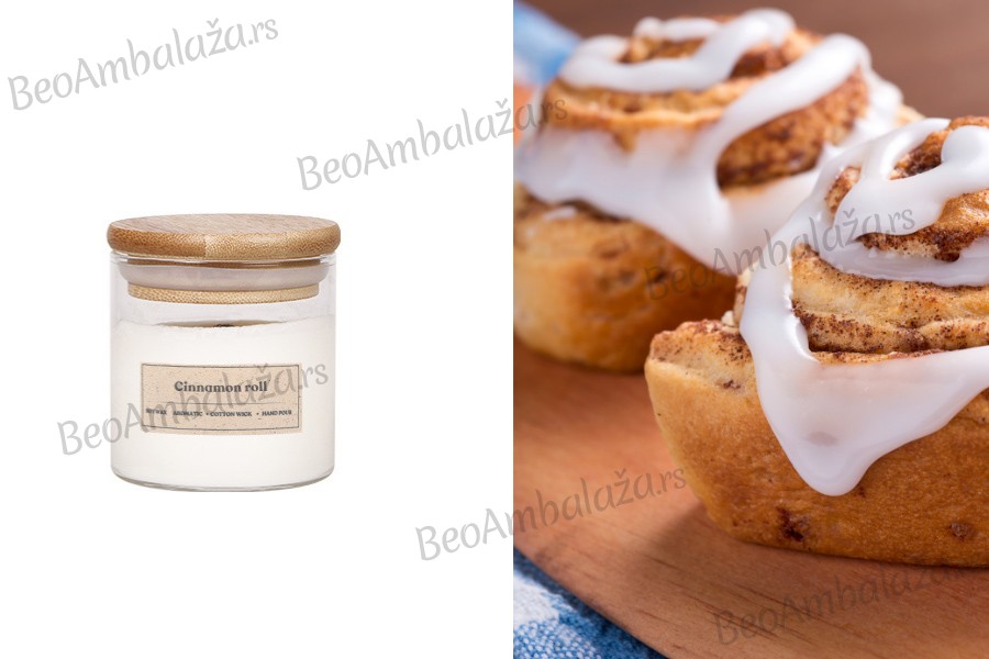 Cinnamon roll - aromatična sveća od sojinog voska sa drvenim fitiljem (110gr)