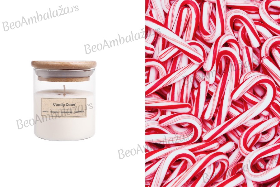 Candy Cane - Aromatična sveća od sojinog voska sa pamučnim fitiljem (110gr)