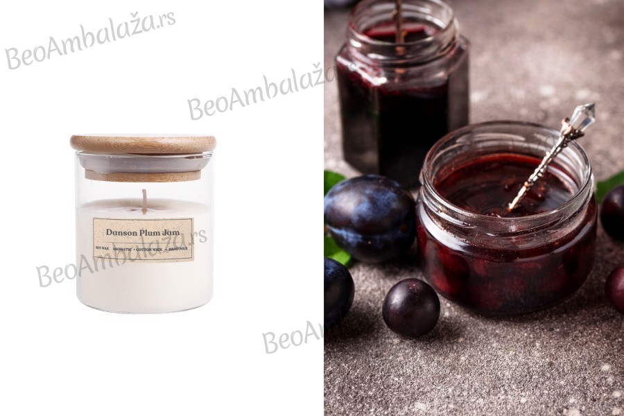 Damson Plum Jam - Aromatična sveća od sojinog voska sa pamučnim fitiljem (110gr)