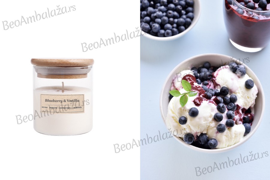 Blueberry & Vanilla - Aromatična sveća od sojinog voska sa pamučnim fitiljem (110gr)