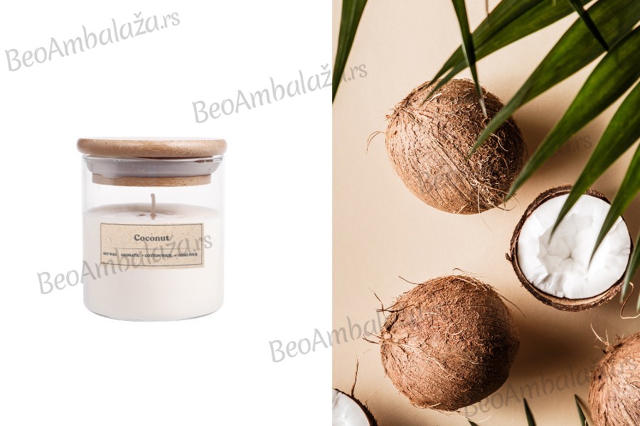 Coconut - Aromatična sveća od sojinog voska sa pamučnim fitiljem (110gr)