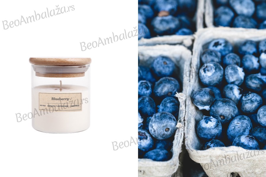 Blueberry - Aromatična sveća od sojinog voska sa pamučnim fitiljem (110gr)