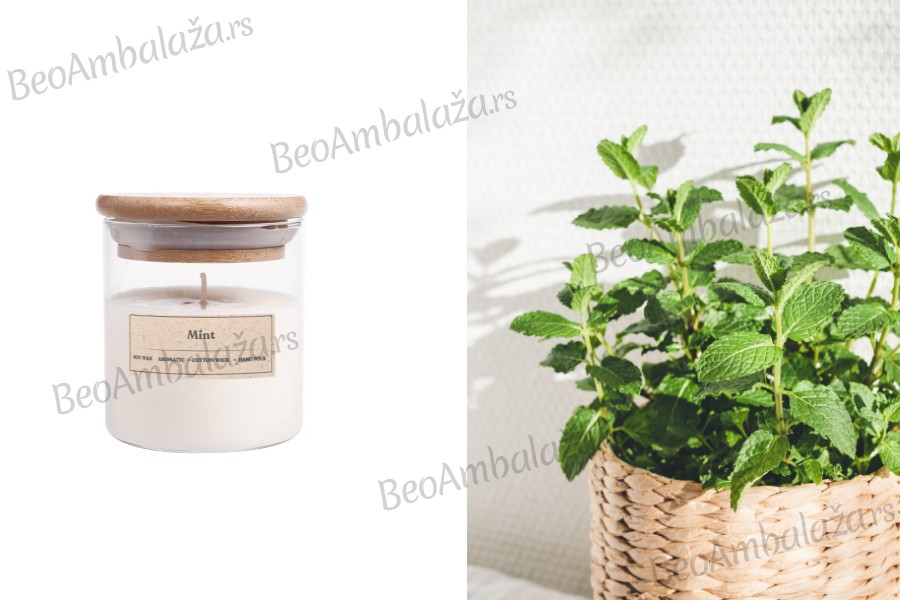 Mint - Aromatična sveća od sojinog voska sa pamučnim fitiljem (110gr)