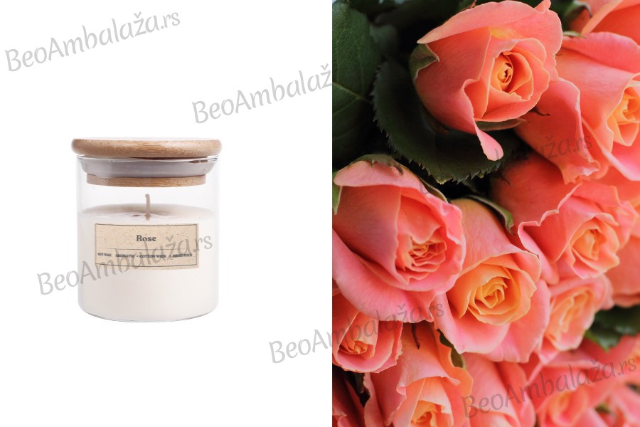 Rose - Aromatična sveća od sojinog voska sa pamučnim fitiljem (110gr)