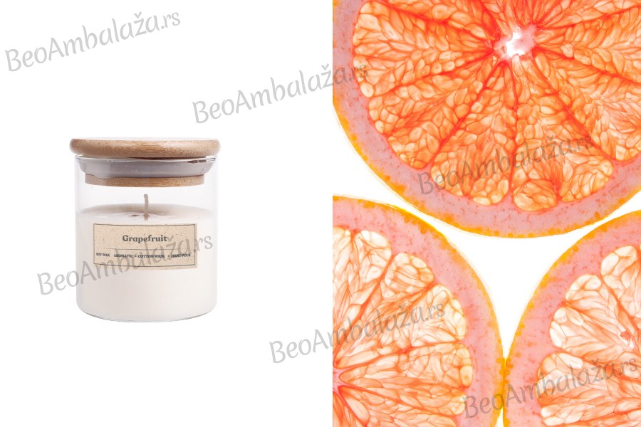 Grapefruit - Aromatična sveća od sojinog voska sa pamučnim fitiljem (110gr)