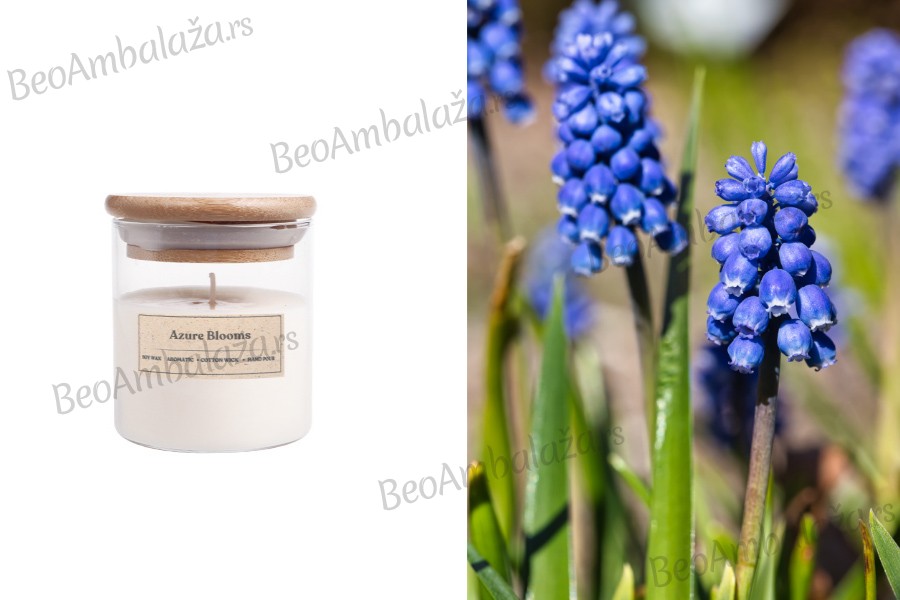 Azure Blooms - Aromatična sveća od sojinog voska sa pamučnim fitiljem (110gr)