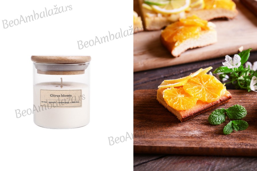 Citrus bloom - Aromatična sveća od sojinog voska sa pamučnim fitiljem (110gr)